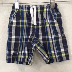 Longstreet Boys Sz 18M Shorts Blue Plaid Pull On Twill 100% Cotton Preppy Summer